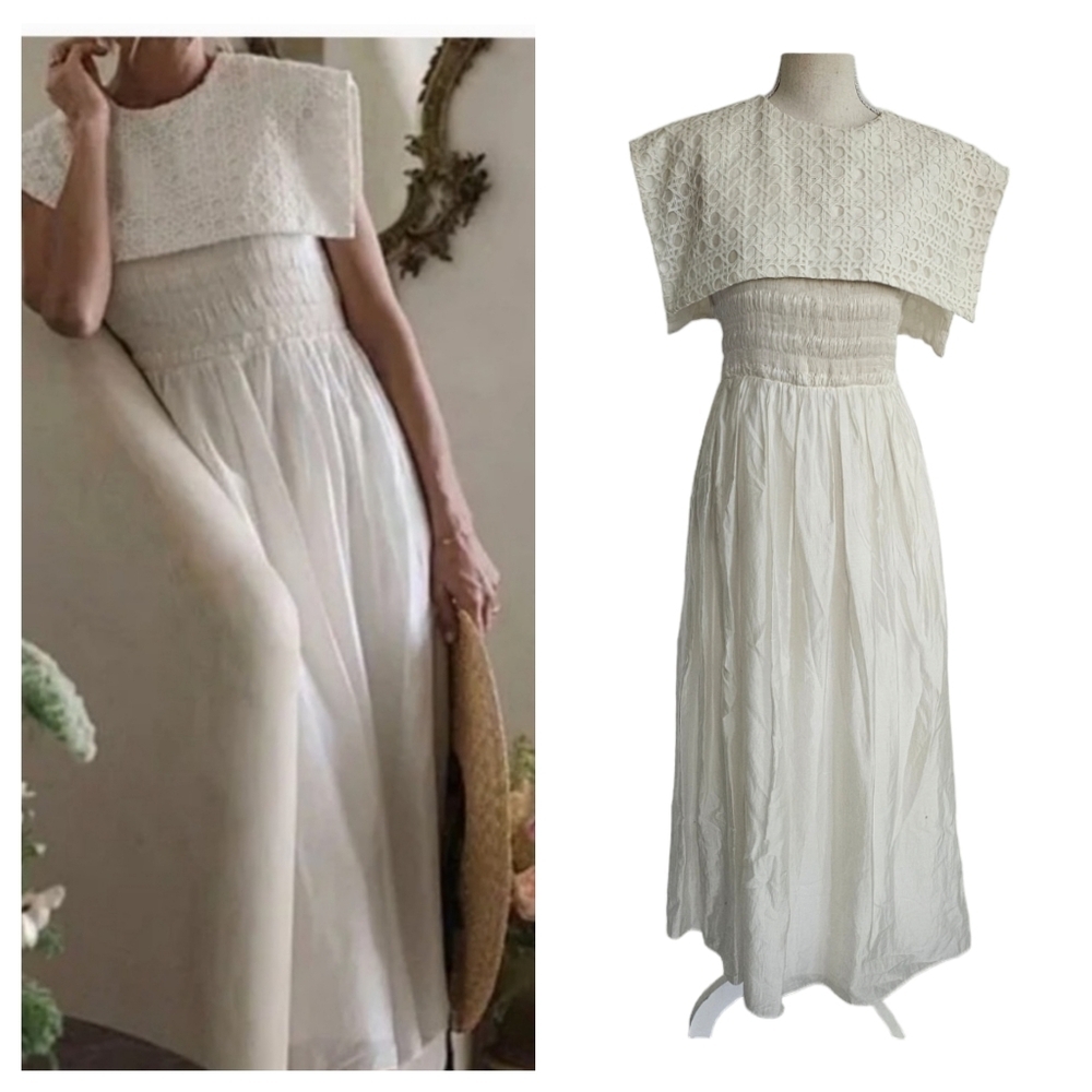 Antonio Melani x Jennifer Sumko "Alyssa" Shirred Bib Capelet Dress